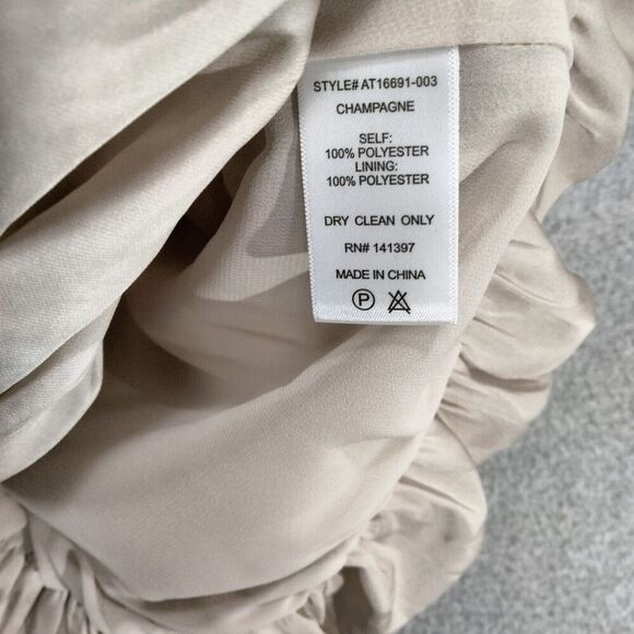 ASTR Blouse Wmns Small Champagne Blouson Bubble Hem Pleated Short Sleeve Lined - Picture 9 of 13